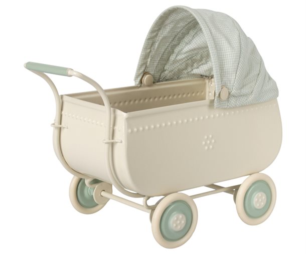 Maileg Pram, MY - Yellow, maileg barnevogn, retro barnevogn, powder, musse barnevogn