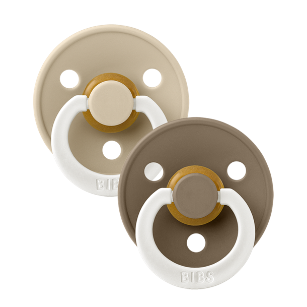 Sutter, Bibs, Bibssutter, Pacifier, Sut, Naturgummi, naturgummisut, Rund sut,Colour,2Pack,Latex,night,Vanilla Glow,Dark Oak Glow,str.1
