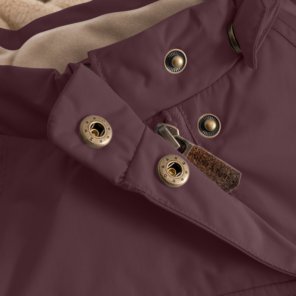 Mini a ture - MATWANG fleece lined winter jacket. GRS - Fudge aubergine