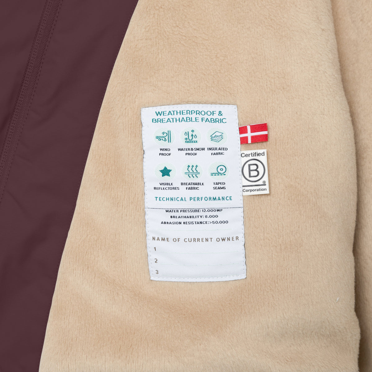 Mini a ture - MATWANG fleece lined winter jacket. GRS - Fudge aubergine