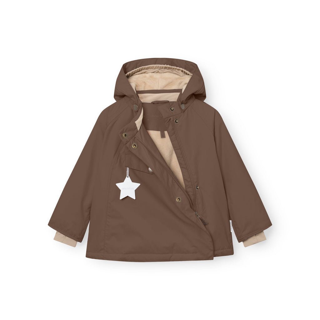 Mini a ture - MATWANG fleece lined winter jacket. GRS - Chestnut brown