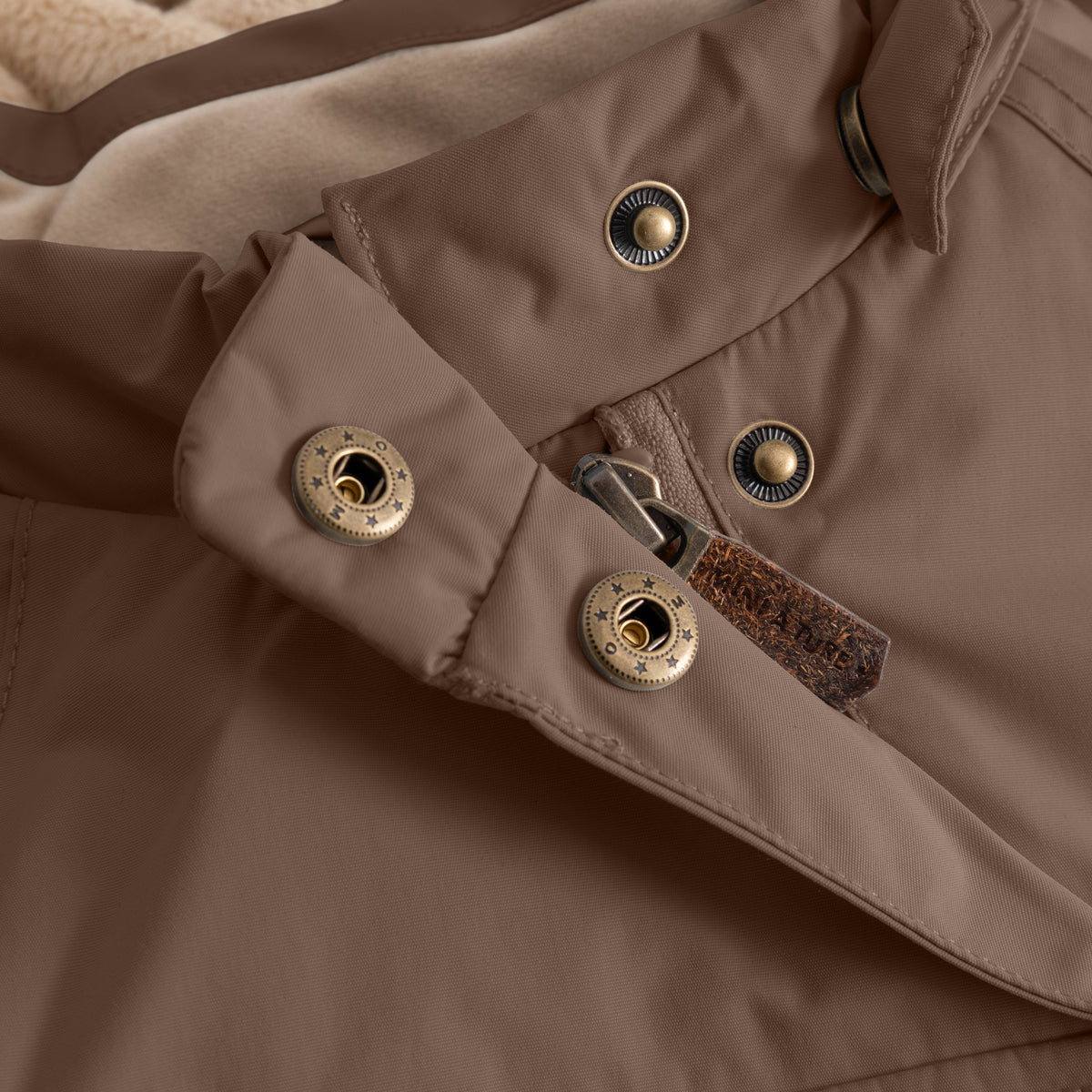 Mini a ture - MATWANG fleece lined winter jacket. GRS - Chestnut brown
