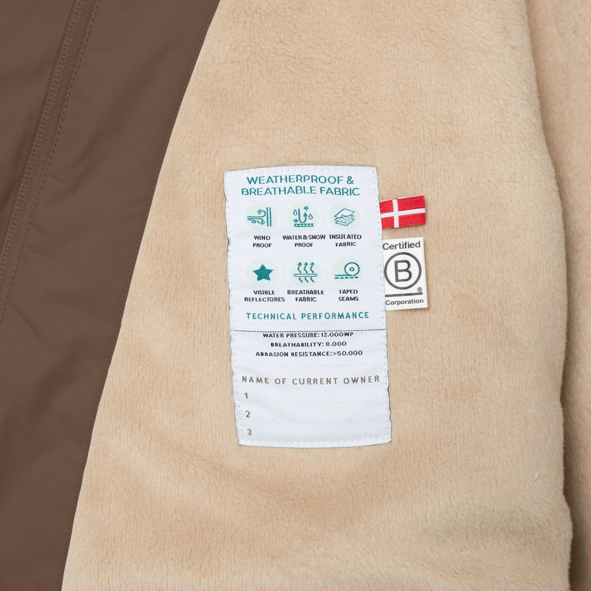 Mini a ture - MATWANG fleece lined winter jacket. GRS - Chestnut brown