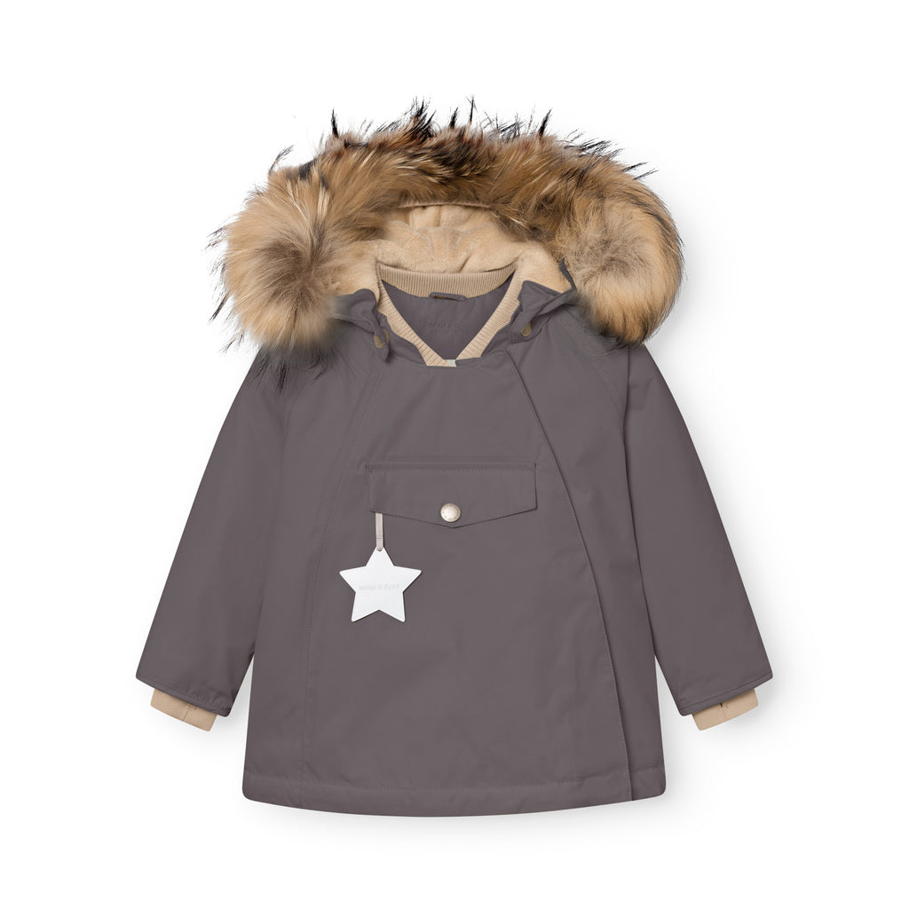 Mini a ture - MATWANG fleece lined winter jacket fur. GRS - Plum kitten