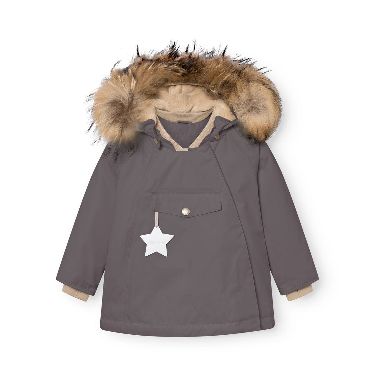 Mini a ture - MATWANG fleece lined winter jacket fur. GRS - Plum kitten