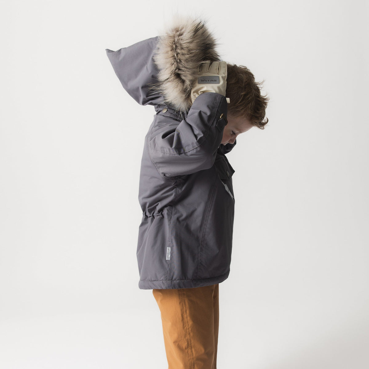 Mini a ture - MATWANG fleece lined winter jacket fur. GRS - Plum kitten