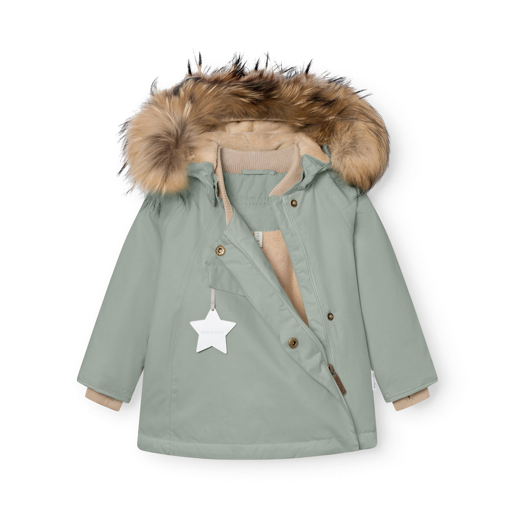 Mini a ture - MATWANG fleece lined winter jacket fur. GRS - Slate gray