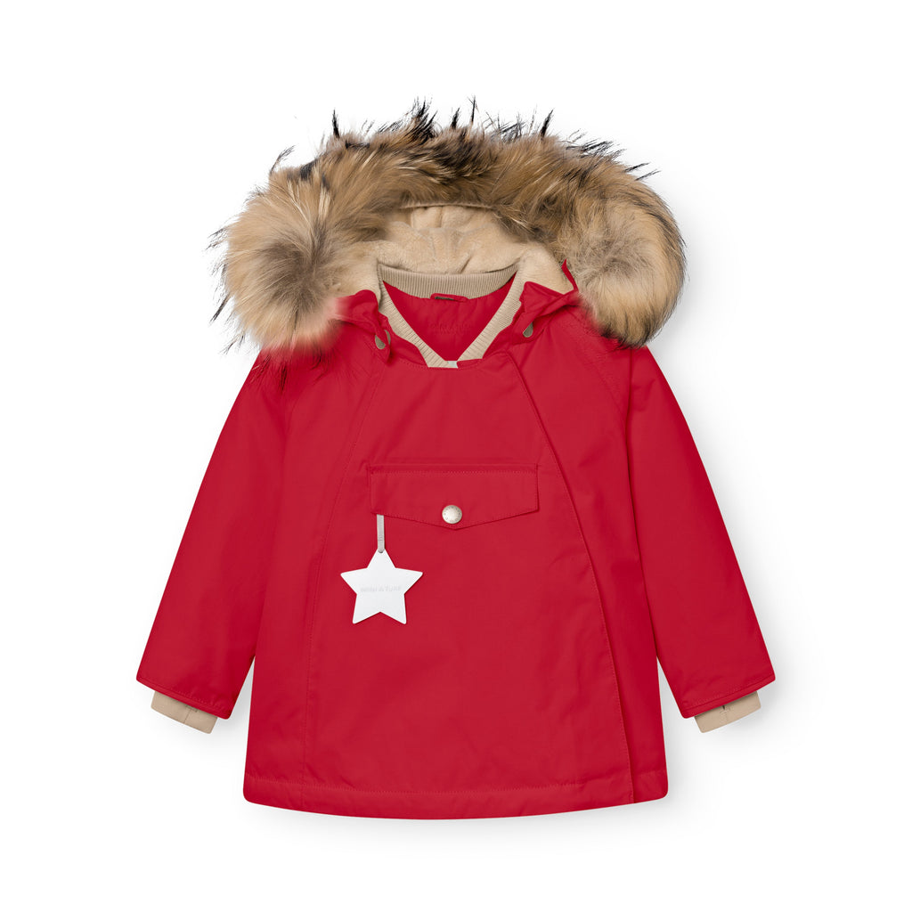 Mini a ture - MATWANG fleece lined winter jacket fur. GRS - Chili pepper
