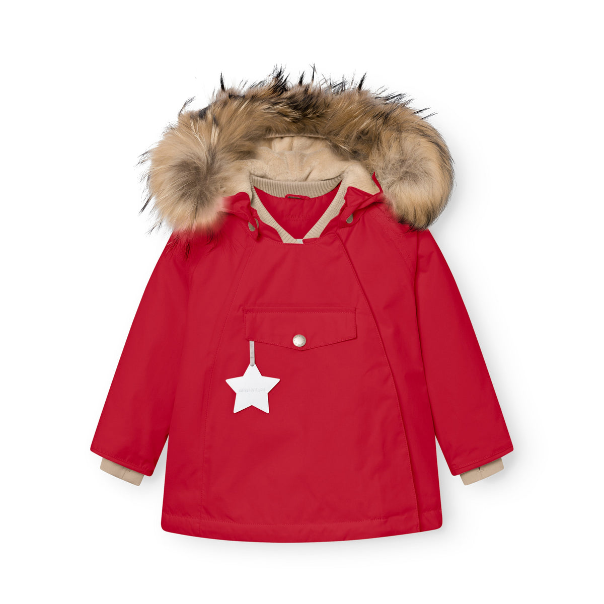 Mini a ture - MATWANG fleece lined winter jacket fur. GRS - Chili pepper
