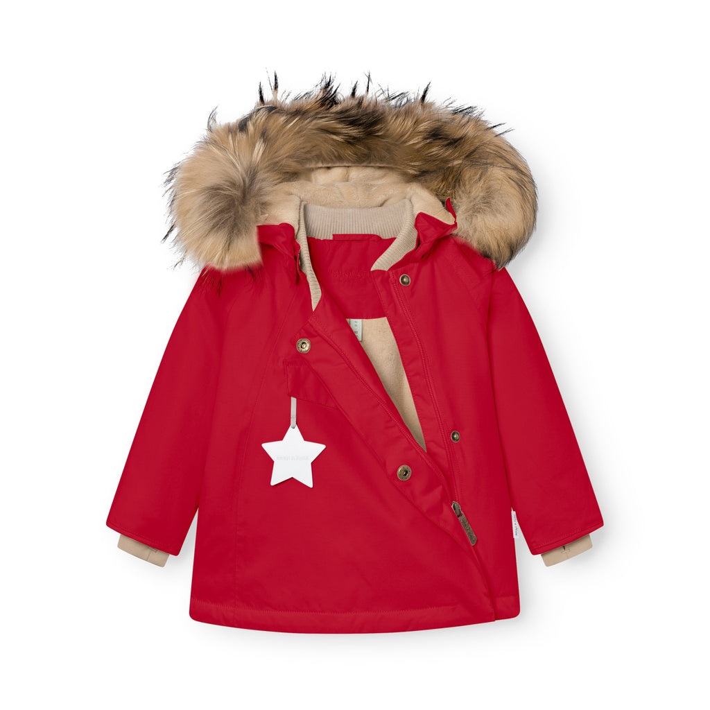 Mini a ture - MATWANG fleece lined winter jacket fur. GRS - Chili pepper