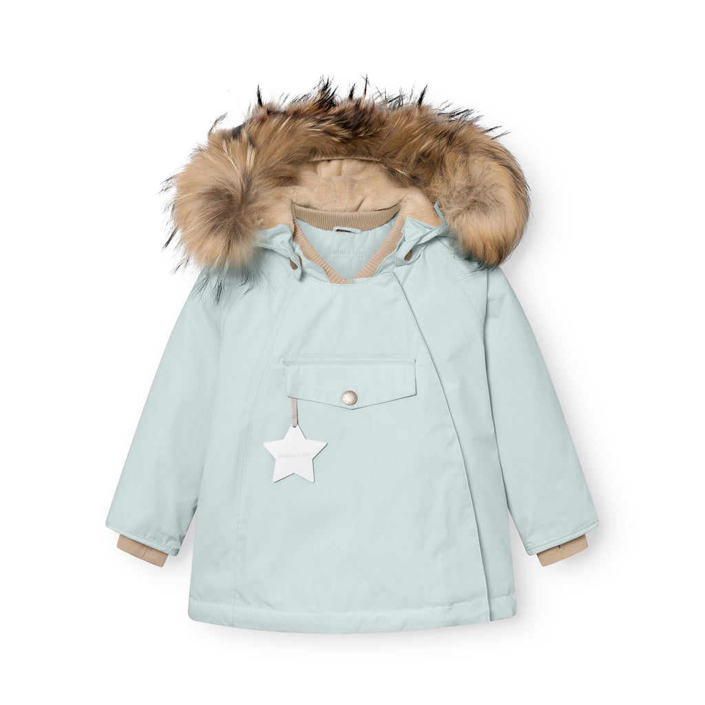Mini a ture - MATWANG fleece lined winter jacket fur. GRS - Baby blue