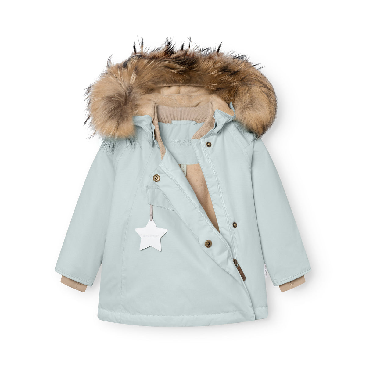 Mini a ture - MATWANG fleece lined winter jacket fur. GRS - Baby blue
