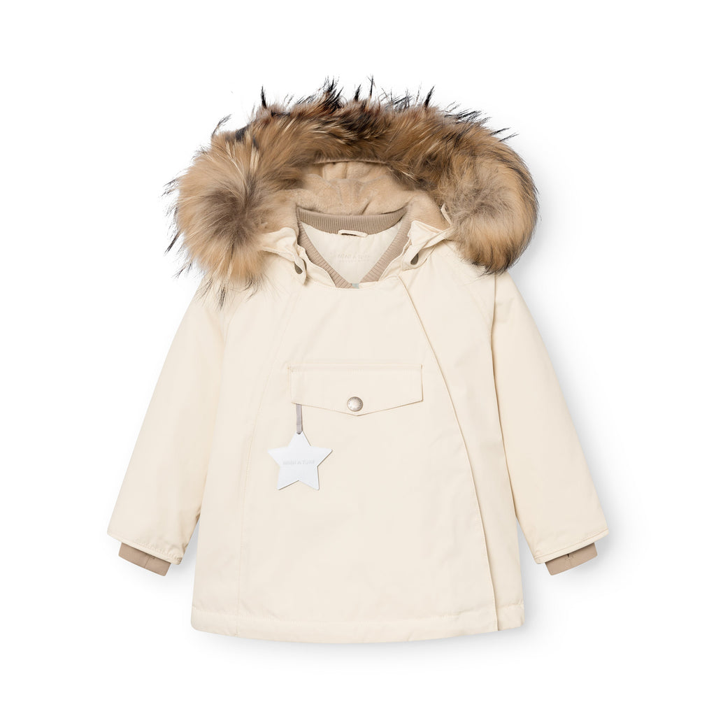 Mini a ture - MATWANG fleece lined winter jacket fur. GRS - Angora cream