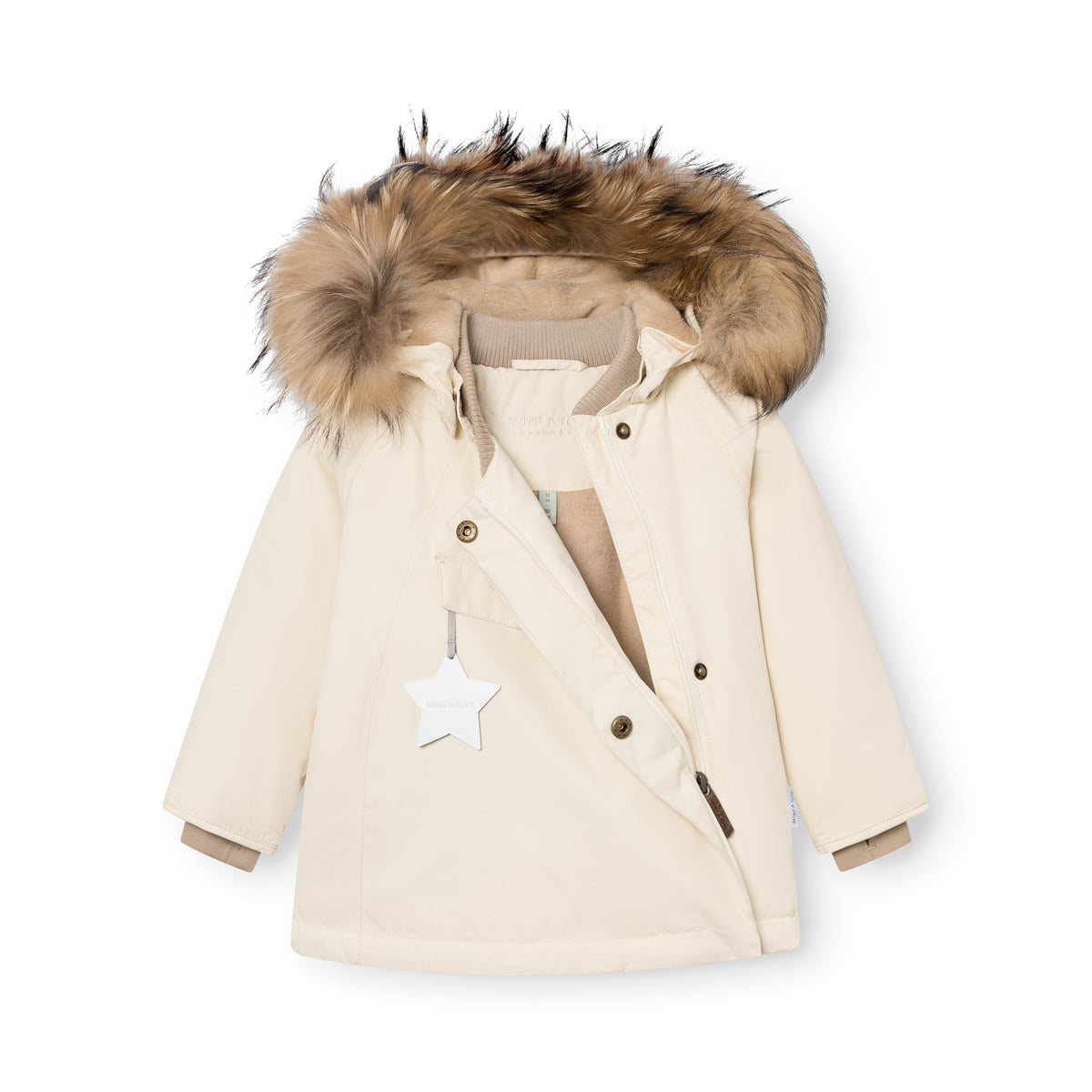 Mini a ture - MATWANG fleece lined winter jacket fur. GRS - Angora cream