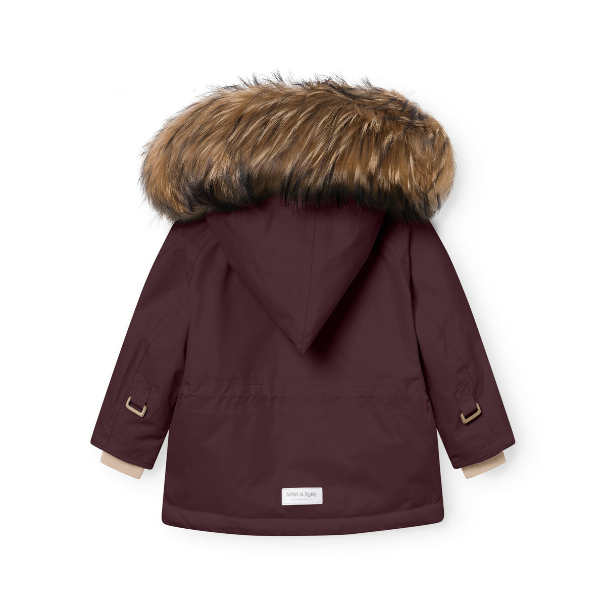 Mini a ture - MATWANG fleece lined winter jacket fur. GRS - Fudge aubergine