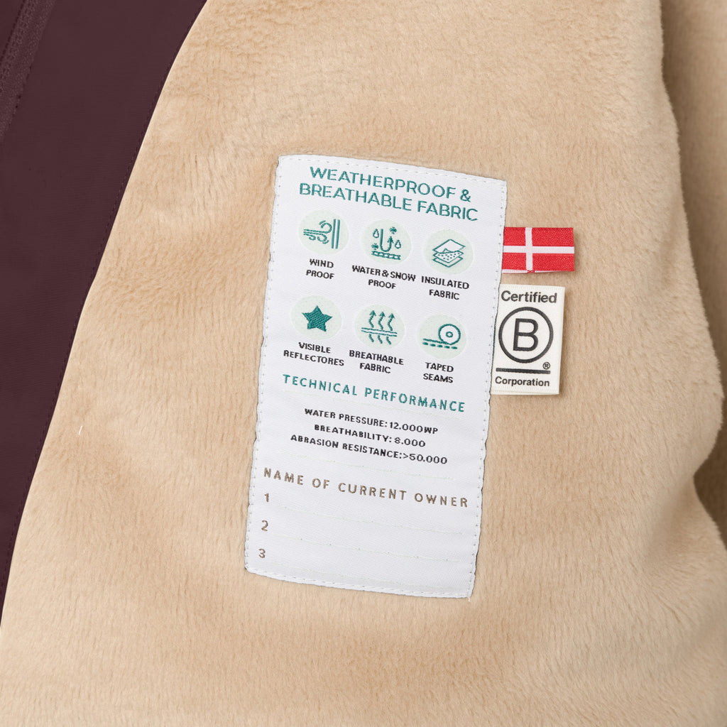 Mini a ture - MATWANG fleece lined winter jacket fur. GRS - Fudge aubergine