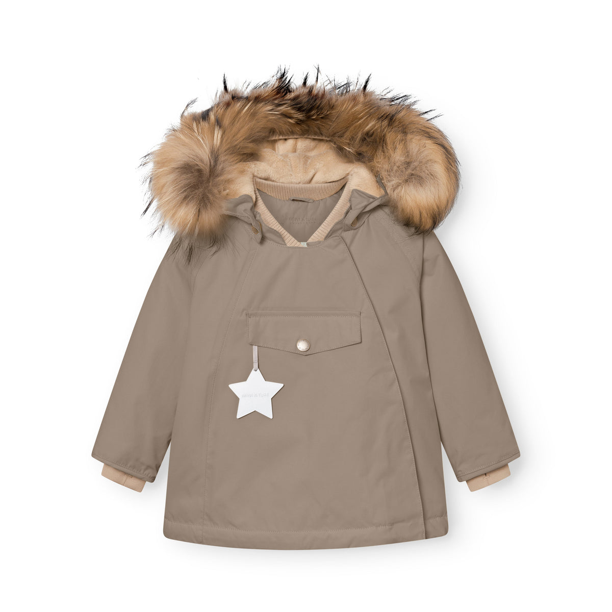 Mini a ture - MATWANG fleece lined winter jacket fur. GRS - Grey brown