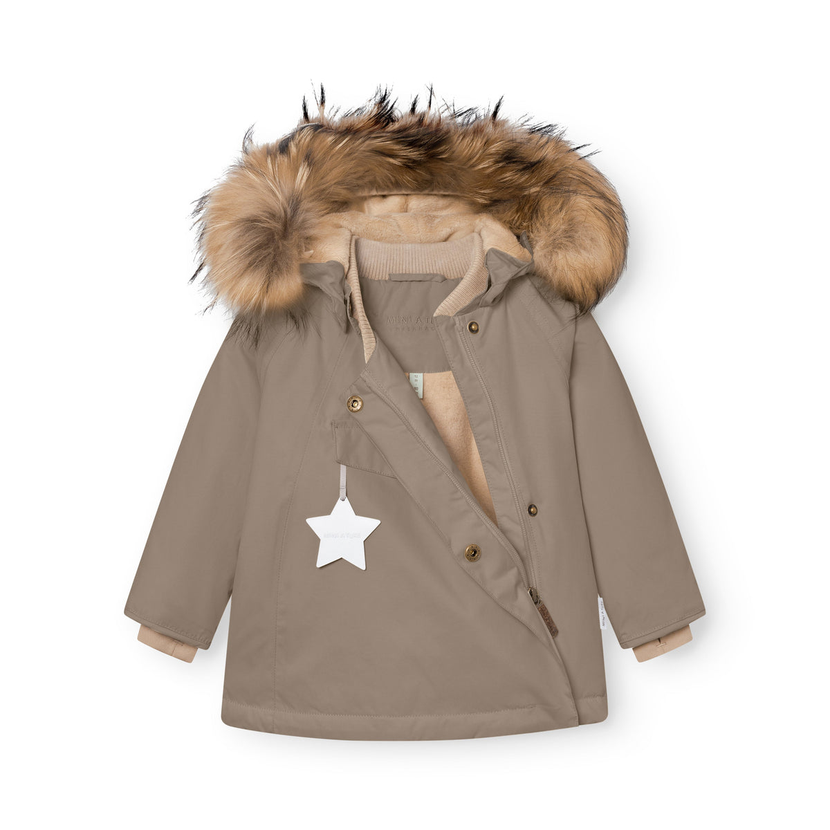 Mini a ture - MATWANG fleece lined winter jacket fur. GRS - Grey brown
