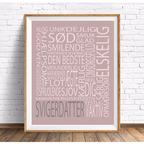 børne plakater, pige plakat, romantiske plakater, børne billeder, mit dejlige hjem, regnbue plakat, regler hos , regler hos mormor og morfar. Har du/I en sød, smuk, glad, hjælpsom, god ven, smilende, vidunderlig, nærværende, sprudlende sjov, kærlig, festlig, klog, dejlig og aktiv svigerdatter. Så er denne plakat en god gave.
