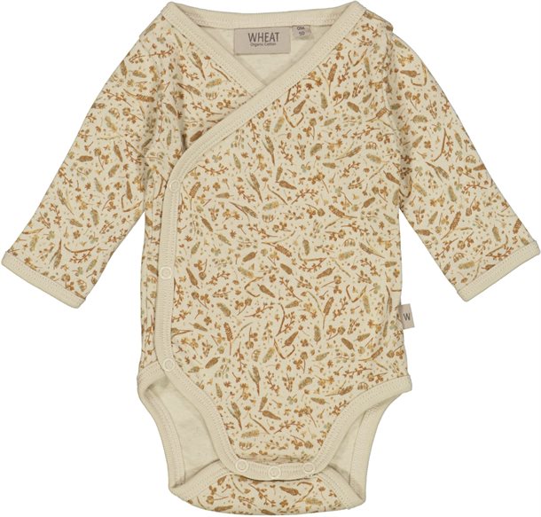 Wheat - Body Wraparound LS // Cartouche rib stripe, Wheat, wraparound, wheat dragt,  body, bodystocking, sparkedragt, babytøj, dreng, nyfødt, pige, babytøj