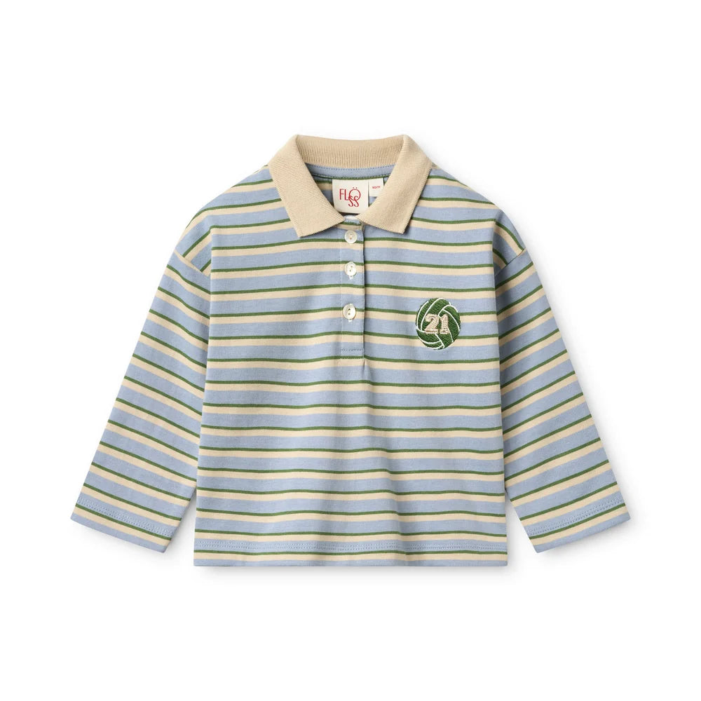 Floess - Conrad Blouse - Blue Air/Green Stripe