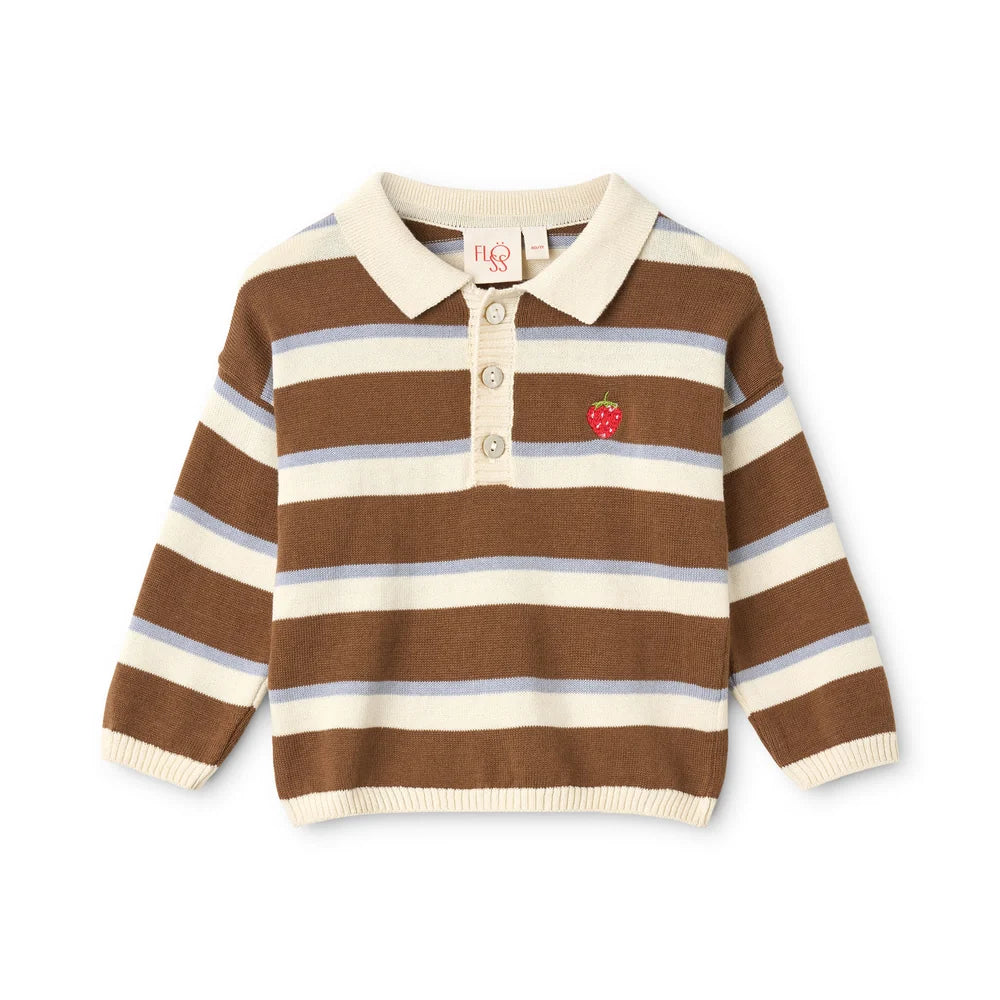 Floess - Elias Polo Sweater - Coffee/Air Stripe
