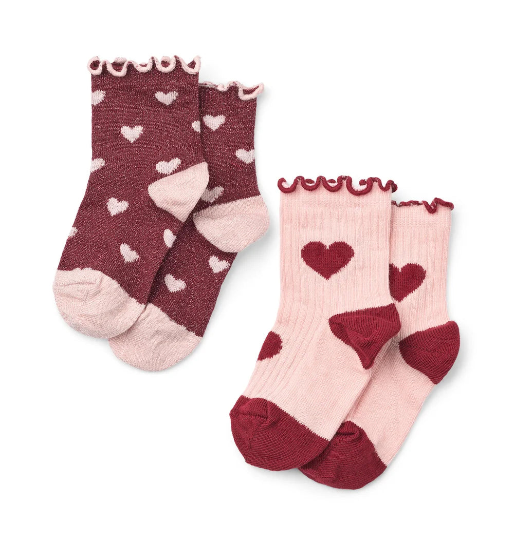Floess - Vigga Socks 2-pack - Cranberry Heart Mix 2-pack