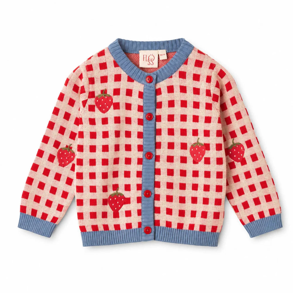Floess - Hollie Cardigan - Berry Red Gingham
