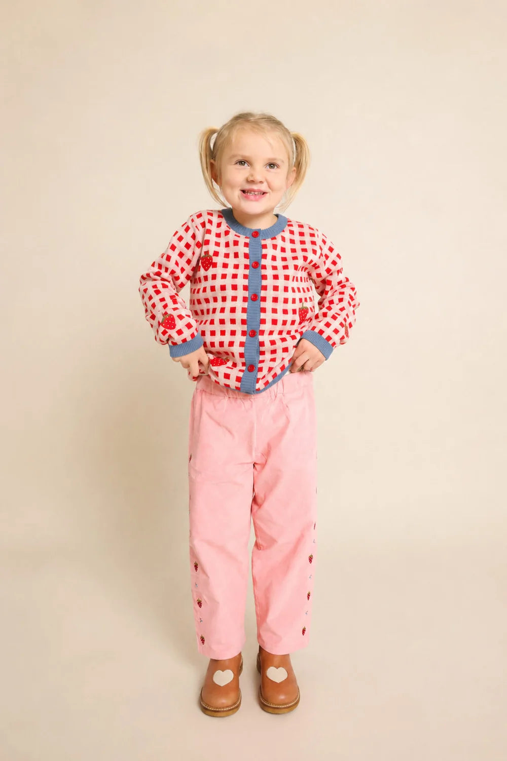 Floess - Hollie Cardigan - Berry Red Gingham