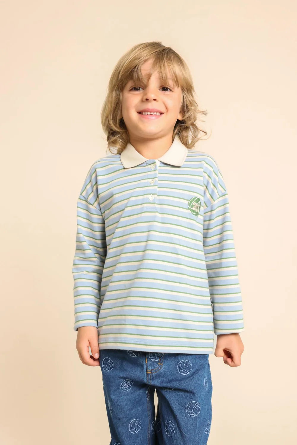Floess - Conrad Blouse - Blue Air/Green Stripe