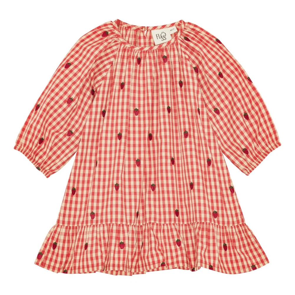 Floess - Molly LS O-N Dress - Berry Gingham