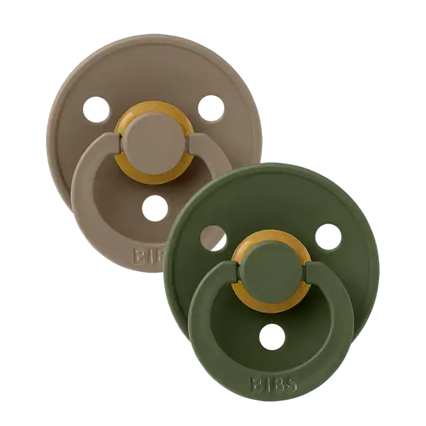 Sutter, Bibs, Bibssutter, Pacifier, Sut, Naturgummi, naturgummisut, Rund sut,Colour,Latex, 2Pack,Colour ,Cloud, BlushBibs Sutter Colour 2 Pack Latex - Hunter Green -Dark Oak