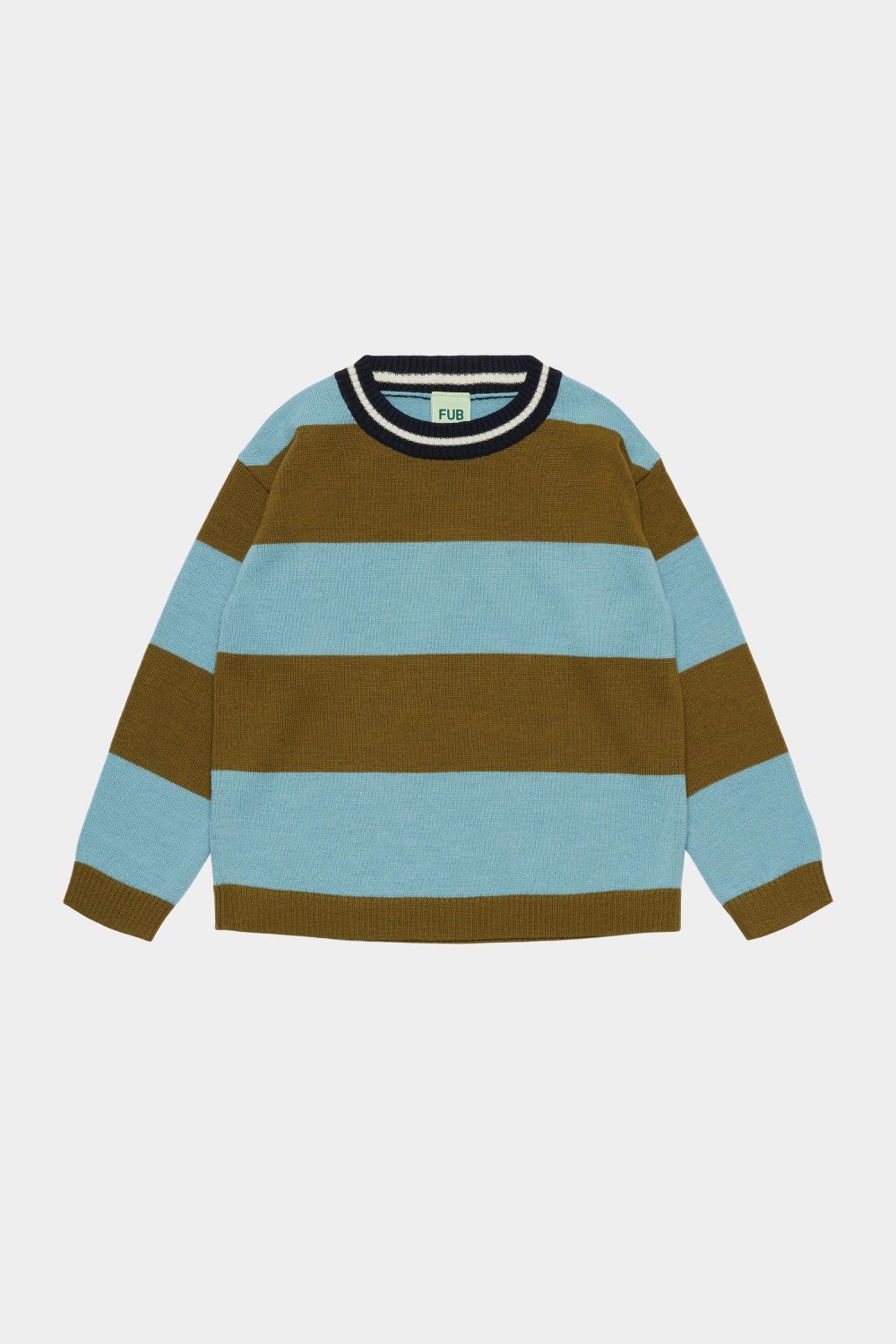 Fub - Striped Crew - moss/light teal
