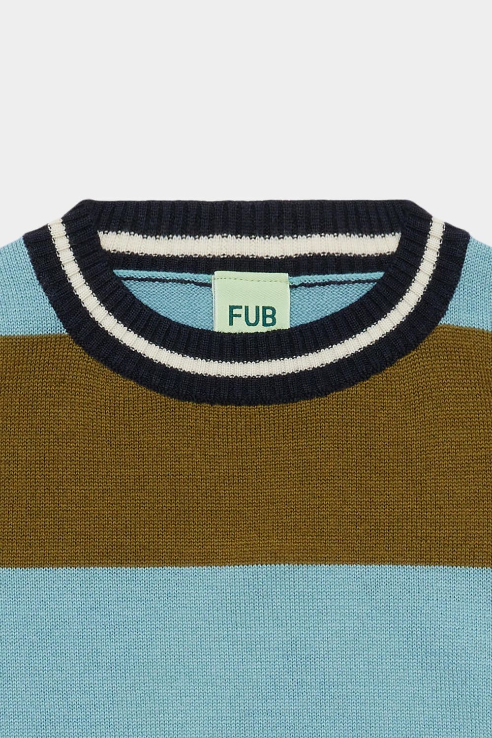 Fub - Striped Crew - moss/light teal