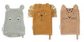 Vaskeklud 3 pack fra Liewood, liewood vaskeklude , økologisk vaske klude, Liewood  Vaskeklude 3 pack Sylvester Dino blue Mix