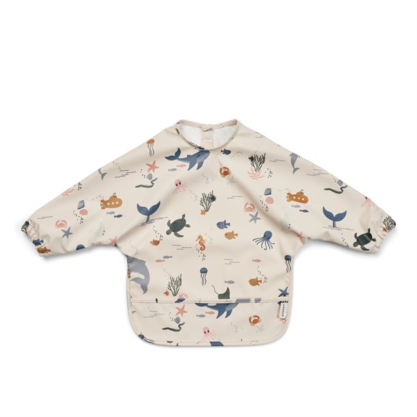 Liewood - Merle cape Bib panda sten grå stor hagesmæk, plastik trøje , forklæde, Cat rose, plastik forklæde, Farm / Sandy, Liewood - Merle cape bib Sea creature capsule,Liewood - Merle Spiseforklæde - Sea creature / Sandy