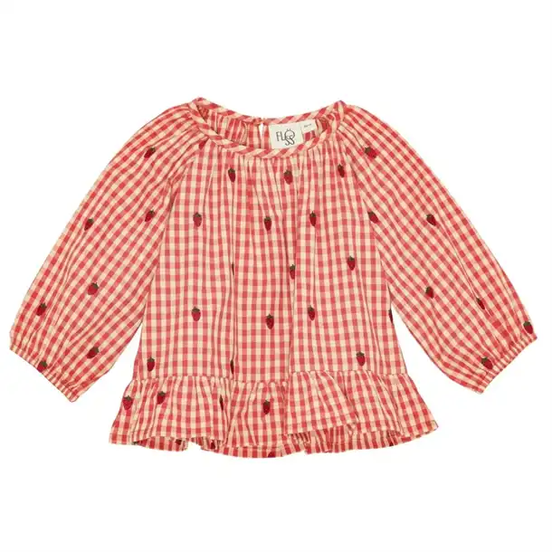 Floess - Molly LS o-n Blouse - Berry Gingham
