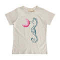 Soft gallery, t-shirt, print af søhest, søhest, pige, antique white, hvid t-shirt, Ji t-shirt, short sleeve t-shirt, pige.