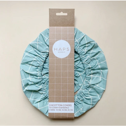 Haps Nordic - Sandwich Bag, Tern Oyster Grey, Haps Nordic - Bomuld dække med elastikkant - 3 stk Mustard Check, COTTON COVERS I BOMULD MED ELASTIK KANT -BÆREDYGTIG INDPAKNING AF MAD