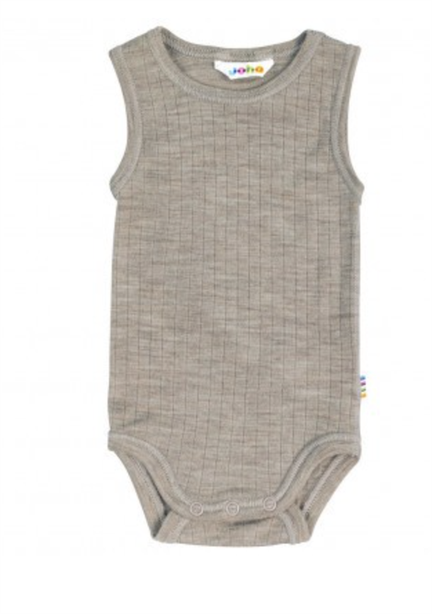Joha, Merino Uld, Body, Sesam, uldtøj, uldbody, 62887-122-15587, Joha - uld rib Body ærmeløs sesam (merinould)