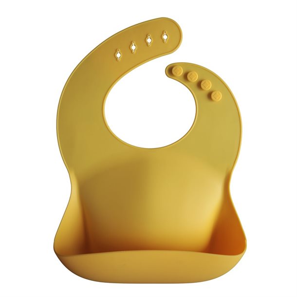 Mushie silikonehagesmæk, hagesmæk, gul hagesmæk, mineral yellow