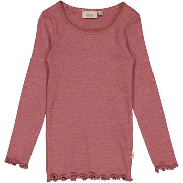 Wheat - Rib T-shirt Lace LS // Dark Rouge Melange