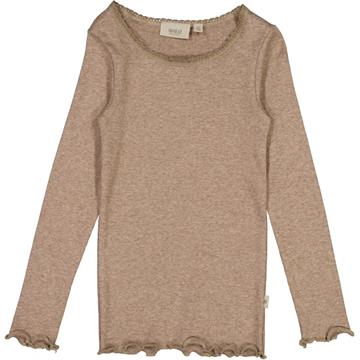 Wheat - Rib T-shirt Lace LS // Khaki Melange