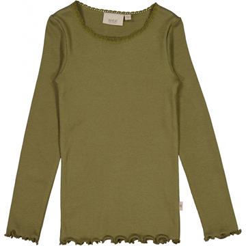 Wheat - Rib T-shirt Lace LS // Winter Moss