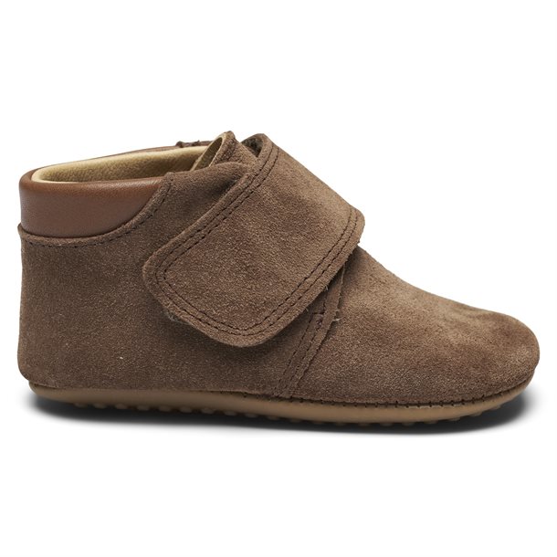 Pom Pom - Hjemmesko Velcro // Light Brown Suede