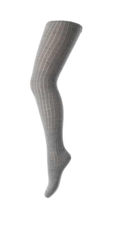 MP Denmark -  Merino uld rib strømpebukser //Grey melange 