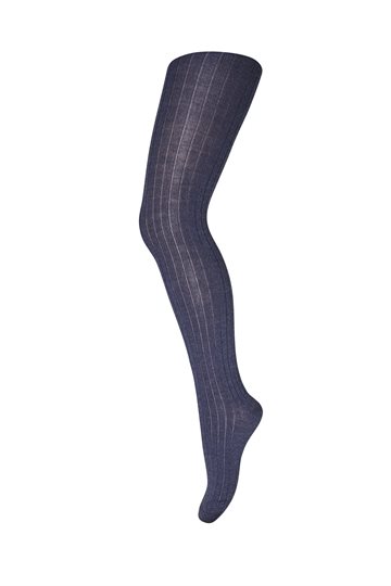 MP Denmark -  Merino uld rib strømpebukser // Dark denim melange  