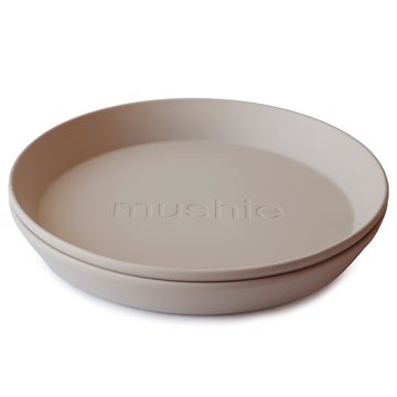 Mushie service rund tallerken  2 pak - Vanilla