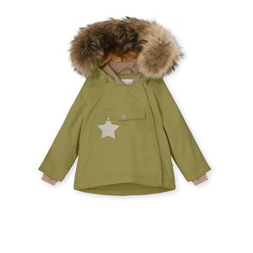 Mini A Ture - Wang Fleece Winterjacket With Fur - Mosstone