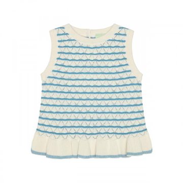 Fub - Baby Pointelle Top - ecru/sea